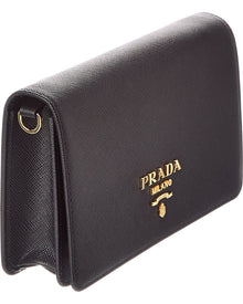 Prada | Womens | Logo Saffiano Leather Crossbody | Black
