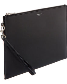 Saint Laurent | Mens | Paris Zipped Leather Tablet Holder | Black