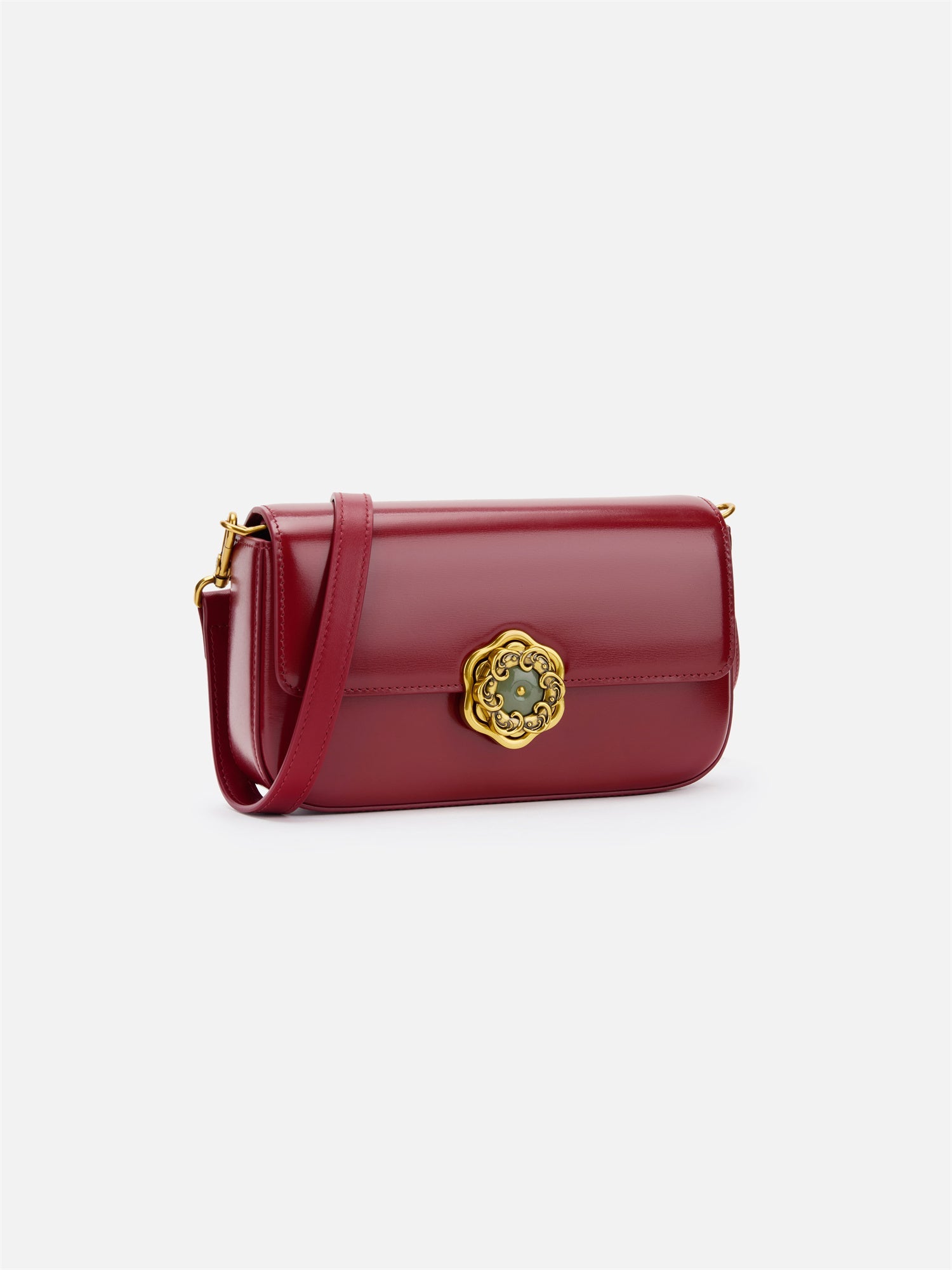 Hetian Jade Rotating Peony Button Bag | Red