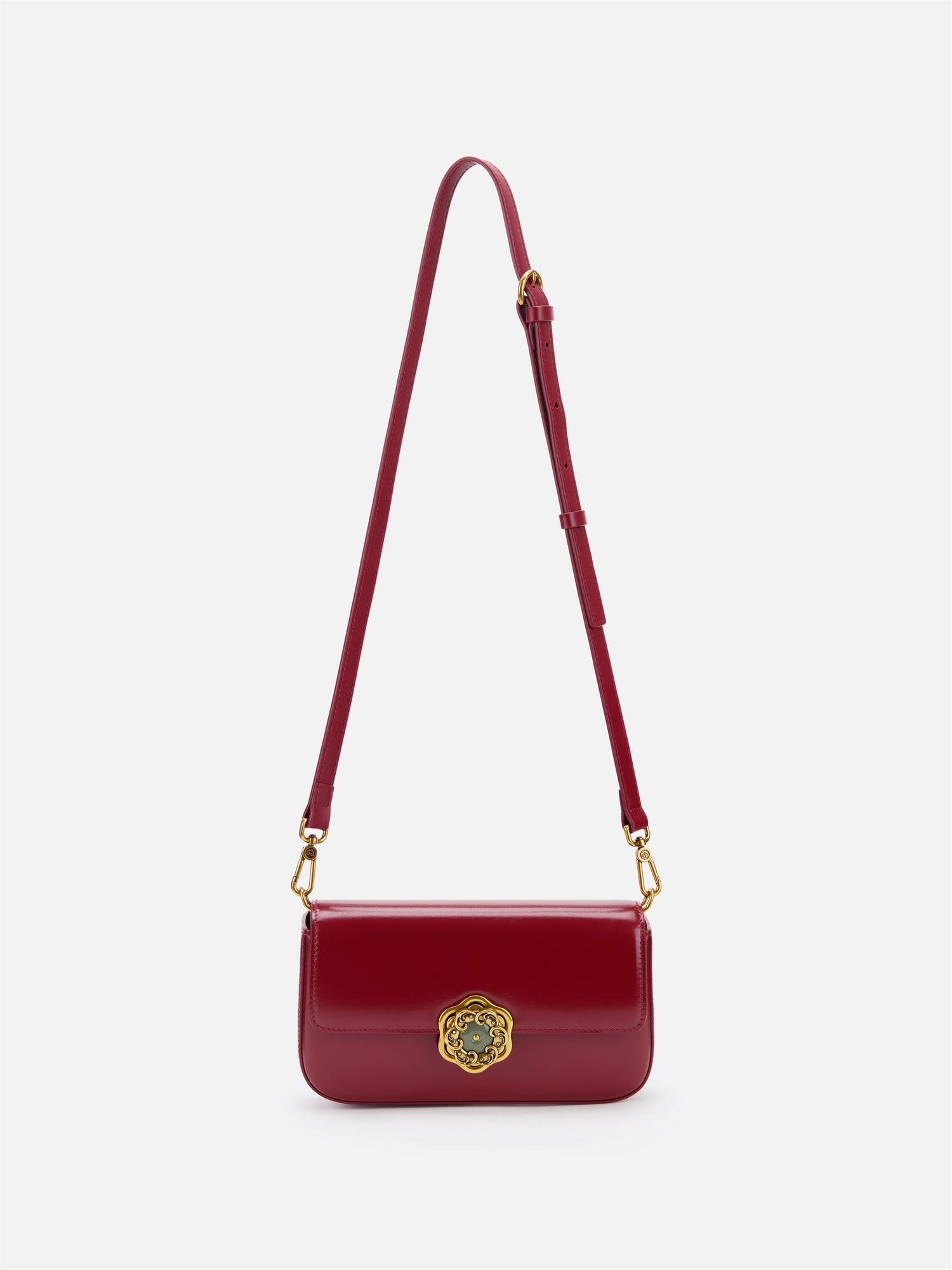 Hetian Jade Rotating Peony Button Bag | Red