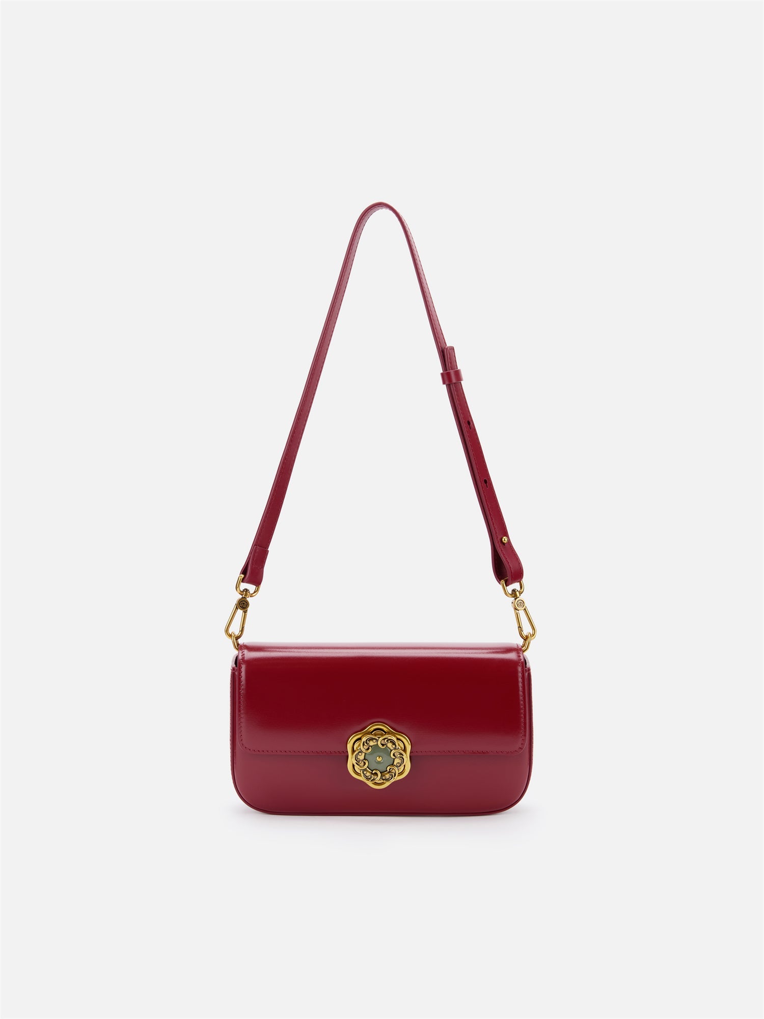 Hetian Jade Rotating Peony Button Bag | Red