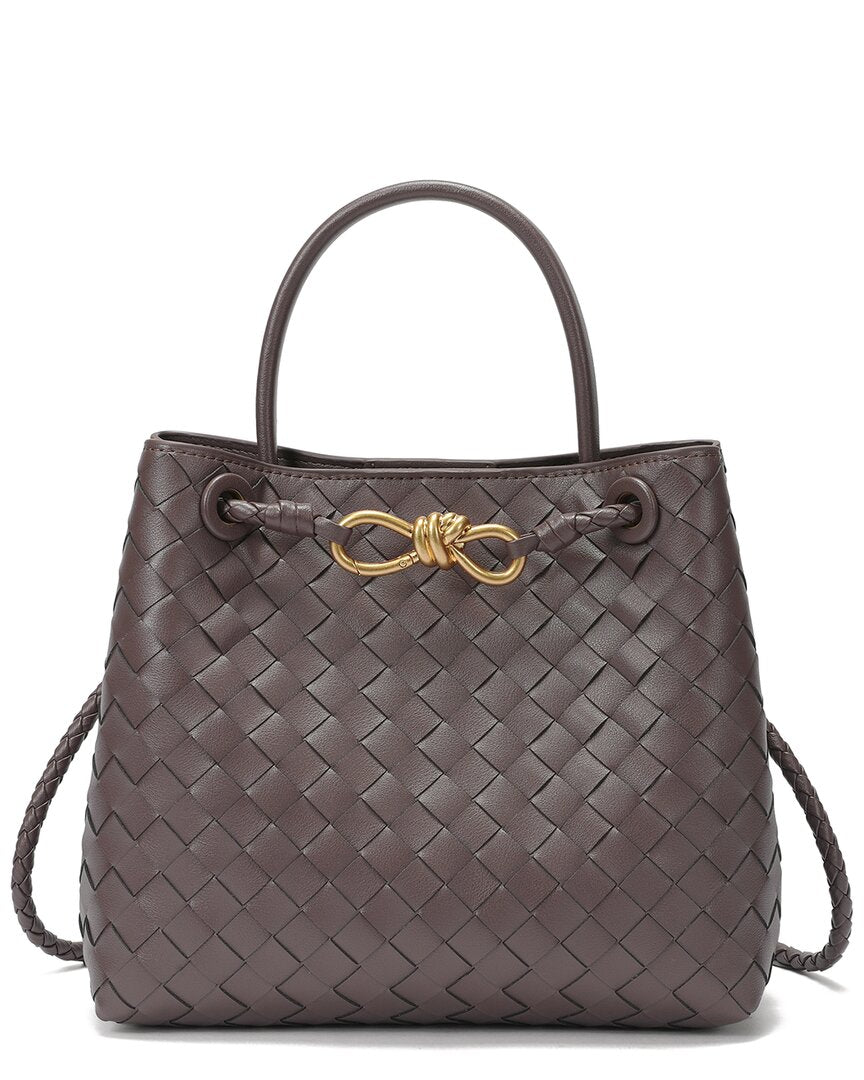 Tiffany & Fred Paris | Womens | Hand-Woven Leather Messenger Bag | Brown