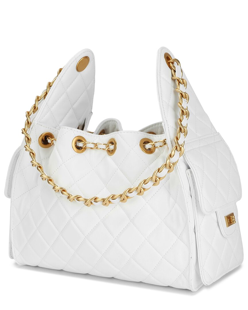 Tiffany & Fred Paris | Womens | Quilted Leather Shoulder Bag | White
