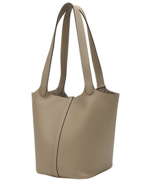 Tiffany & Fred Paris | Womens | Pebbled Leather Bucket Tote | Grey