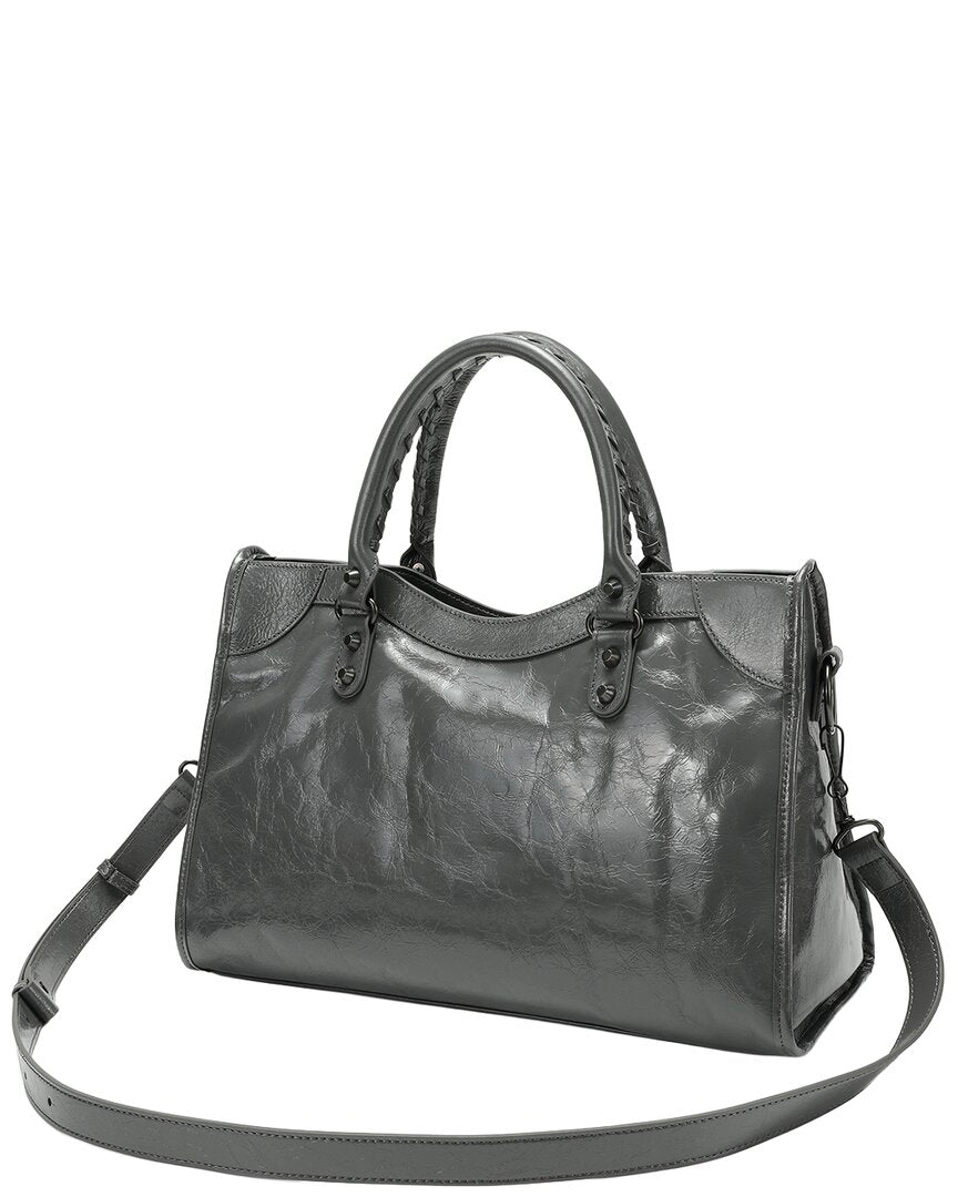 Tiffany & Fred Paris | Womens | Distressed Leather Satchel | Grey