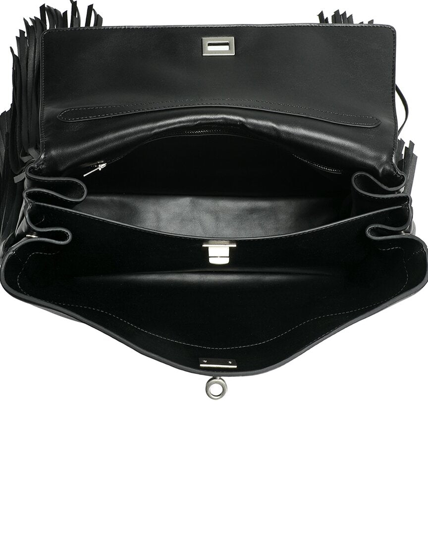 Tiffany & Fred Paris | Womens | Fringe Leather Shoulder Bag | Black