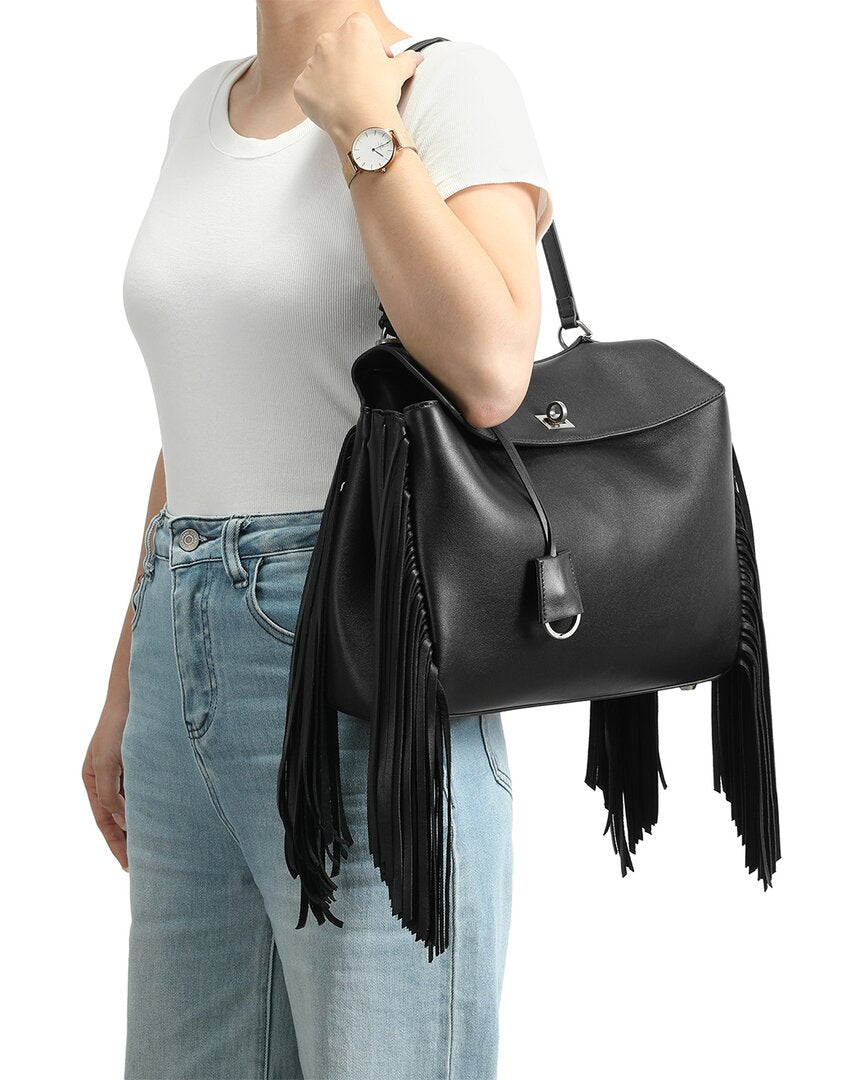 Tiffany & Fred Paris | Womens | Fringe Leather Shoulder Bag | Black