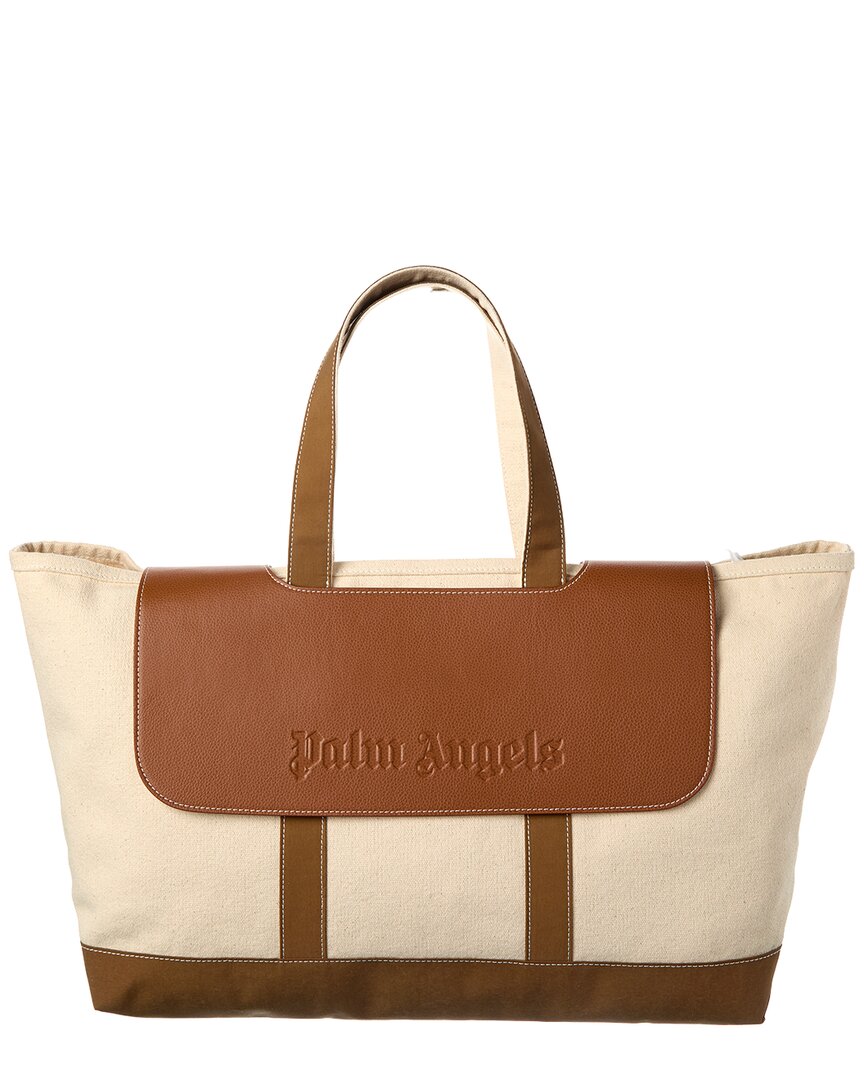 Palm Angels | Womens | Cabas Canvas & Leather Tote | Brown