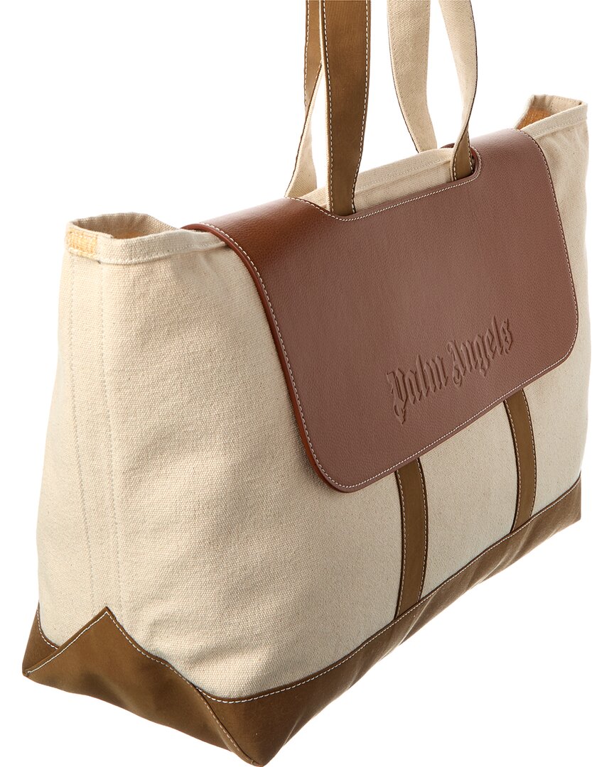 Palm Angels | Womens | Cabas Canvas & Leather Tote | Brown