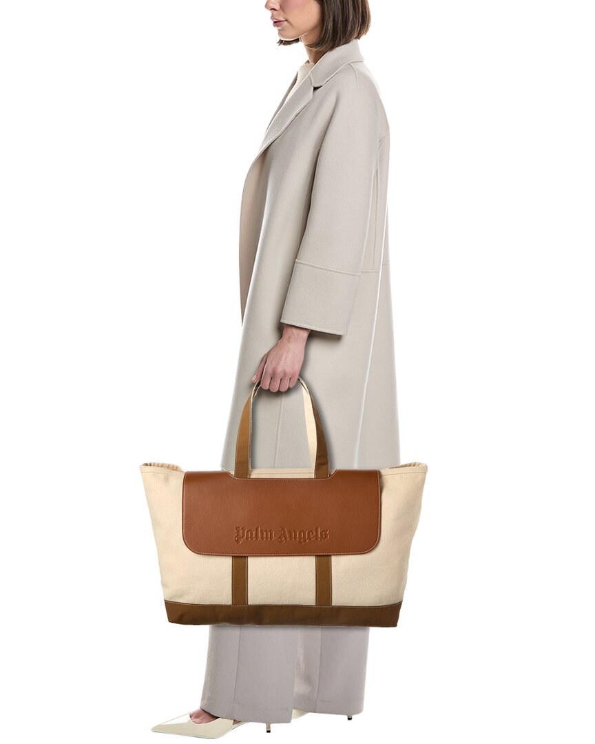 Palm Angels | Womens | Cabas Canvas & Leather Tote | Brown