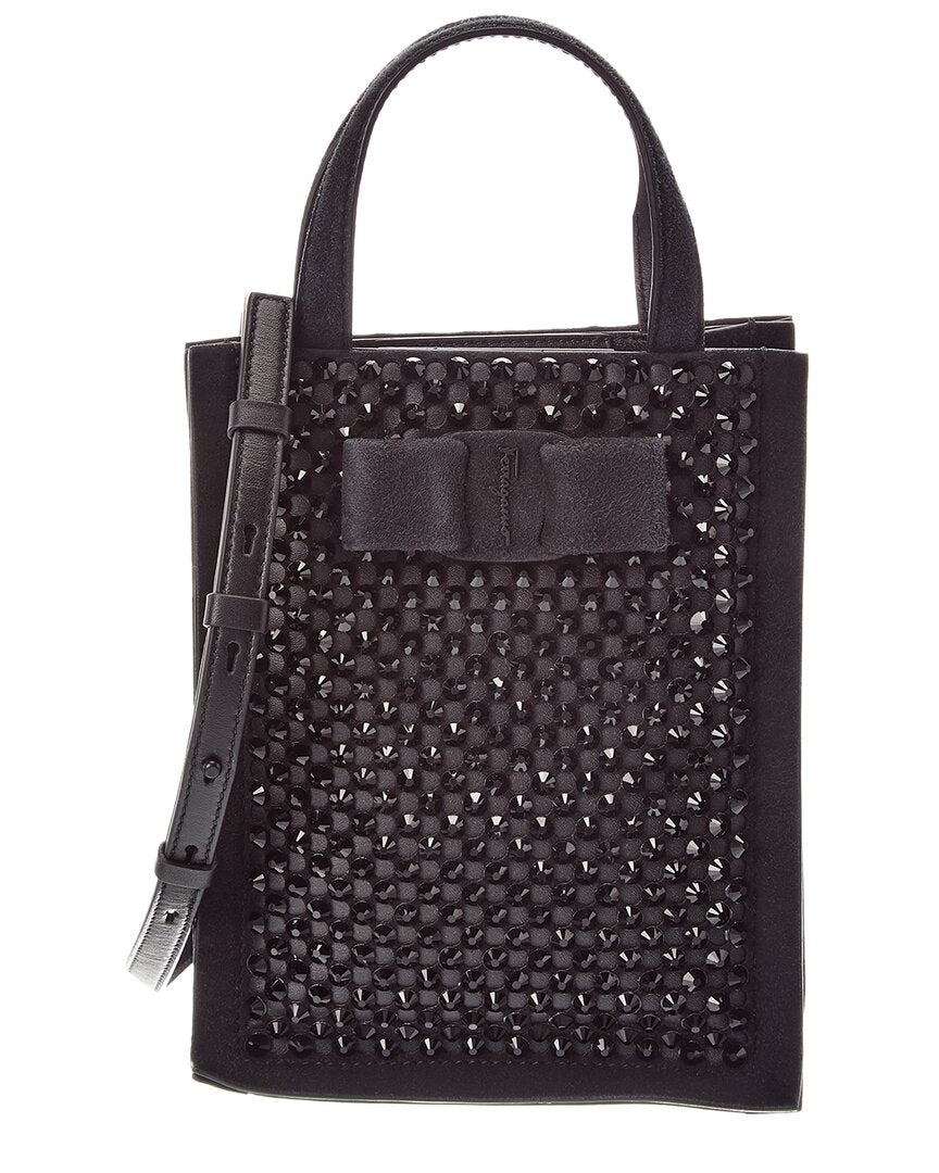 Ferragamo | Womens | Small Suede Tote | Black