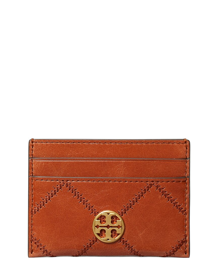 Tory Burch | Womens | Willa Glazed Slim Leather Card Case | Brown