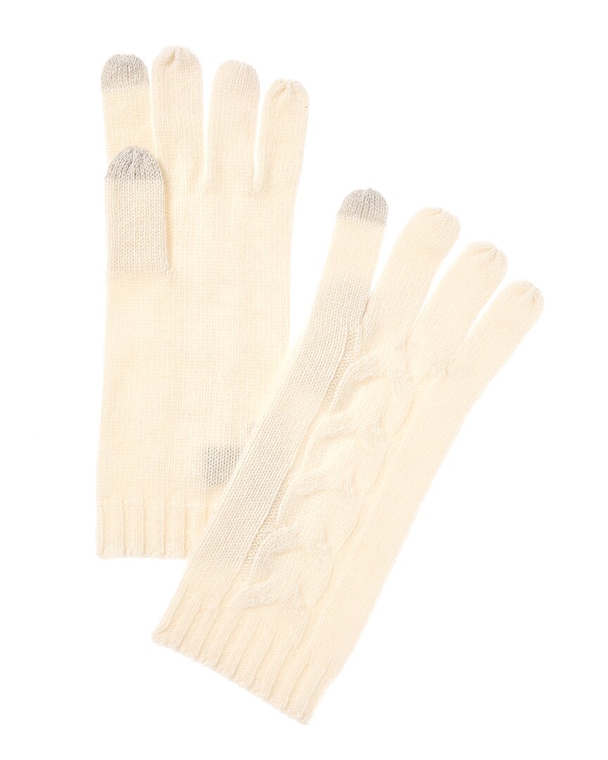Bruno Magli | Womens | Center Cable Cashmere Gloves | White