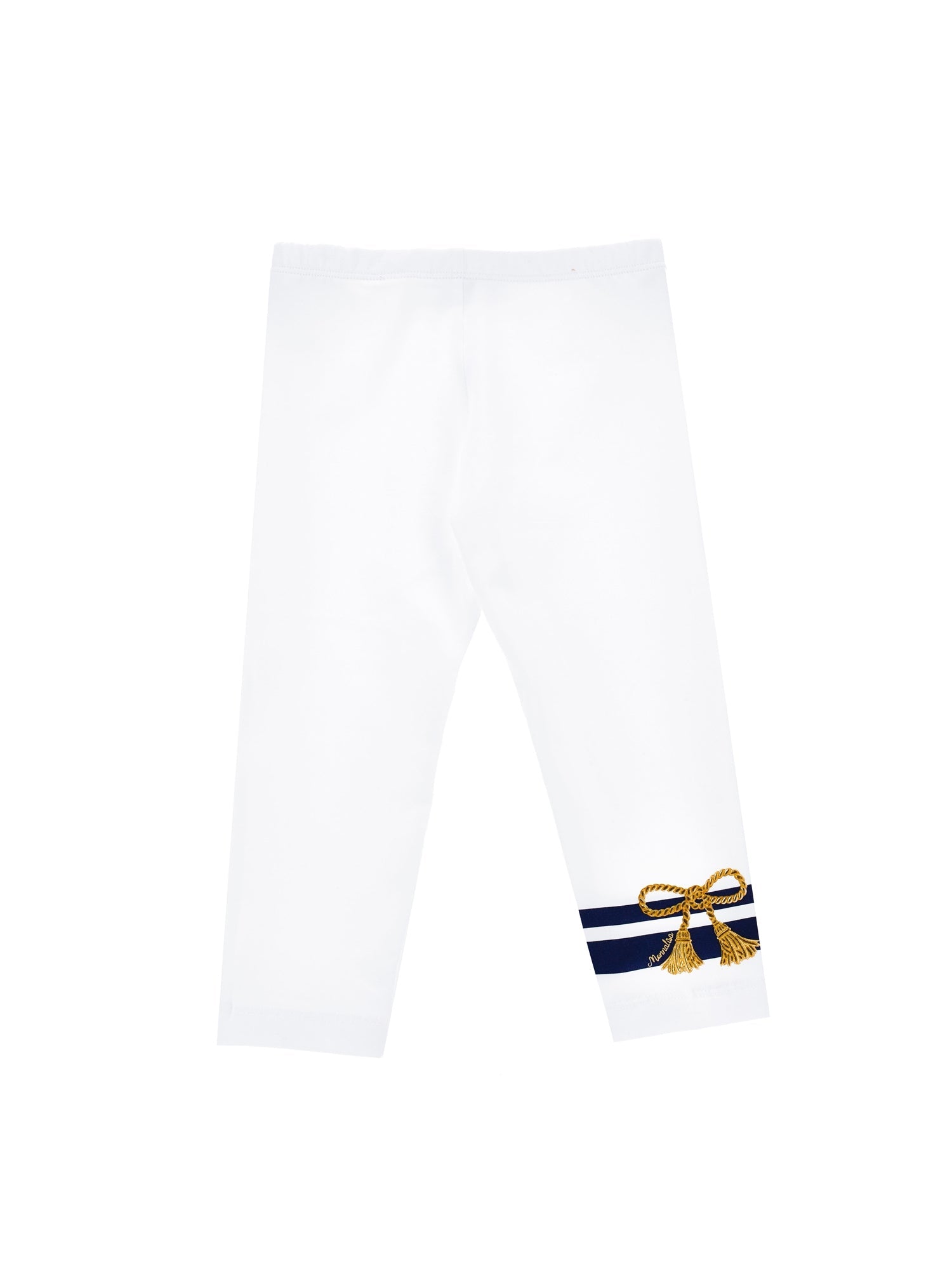 Girls | Striped Cotton Leggings | White