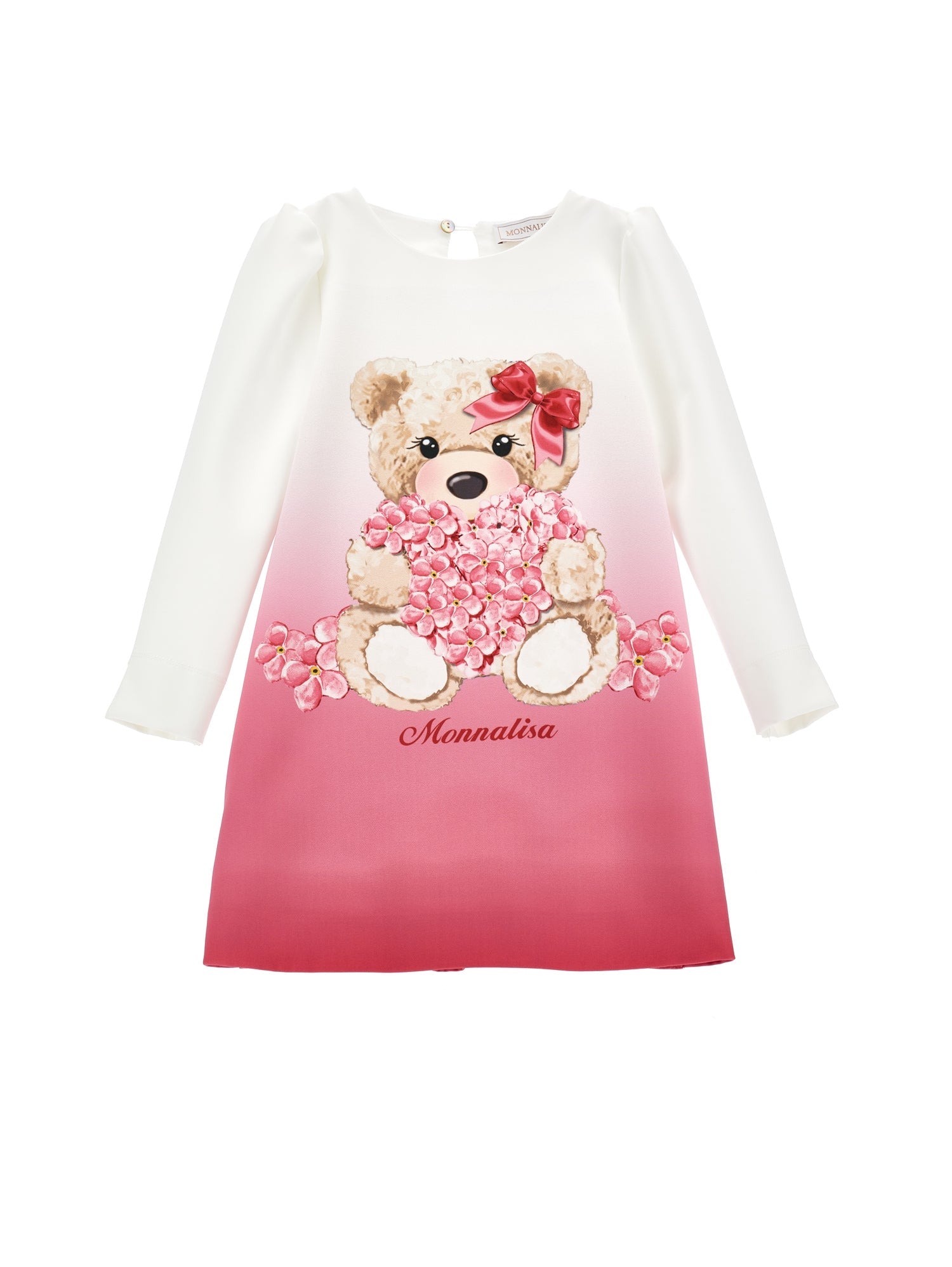 Girls | Crepe Dress With Maxi Bear | Cream/FairyTale
