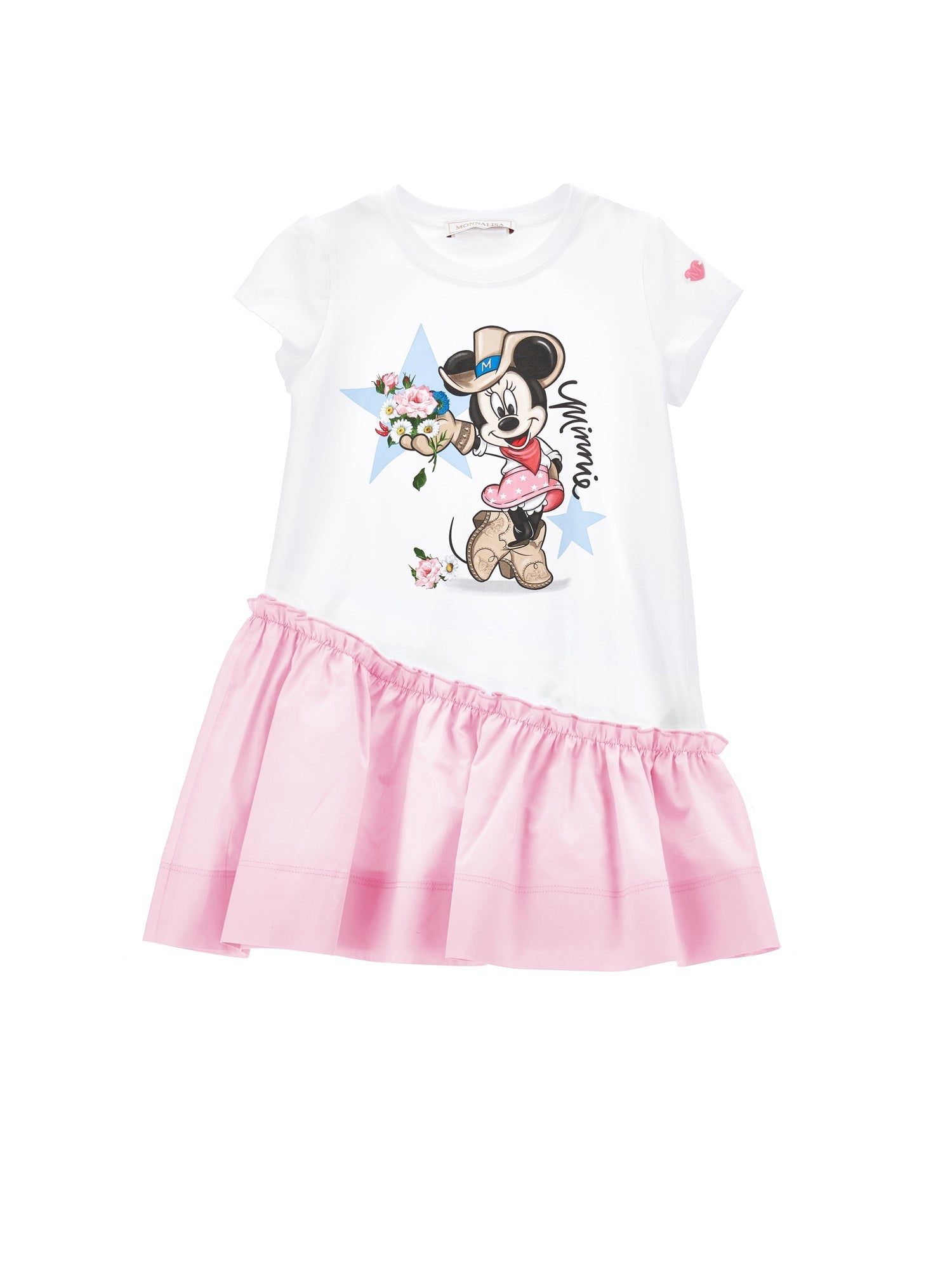 Girls | Minnie Cotton Dress | White/FairyTale Pink