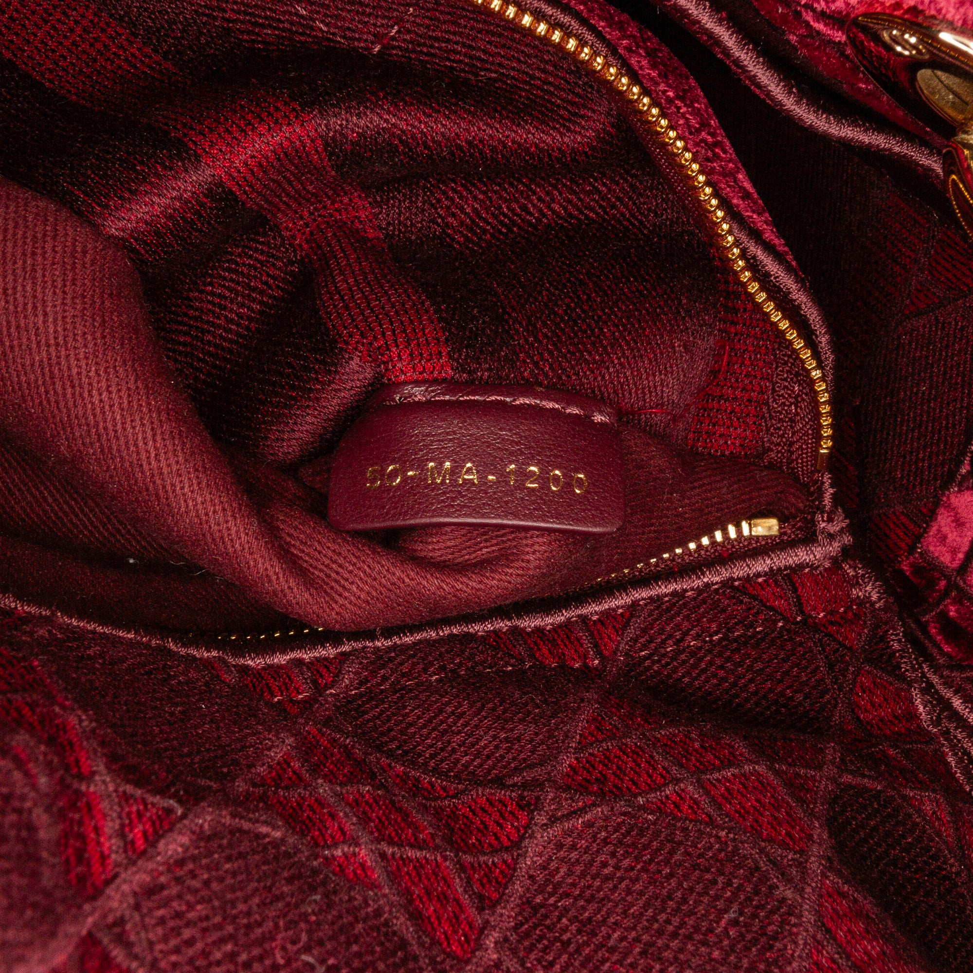 Dior | Pre-Owned Medium Velvet Cannage Lady D Lite | Red/Maroon