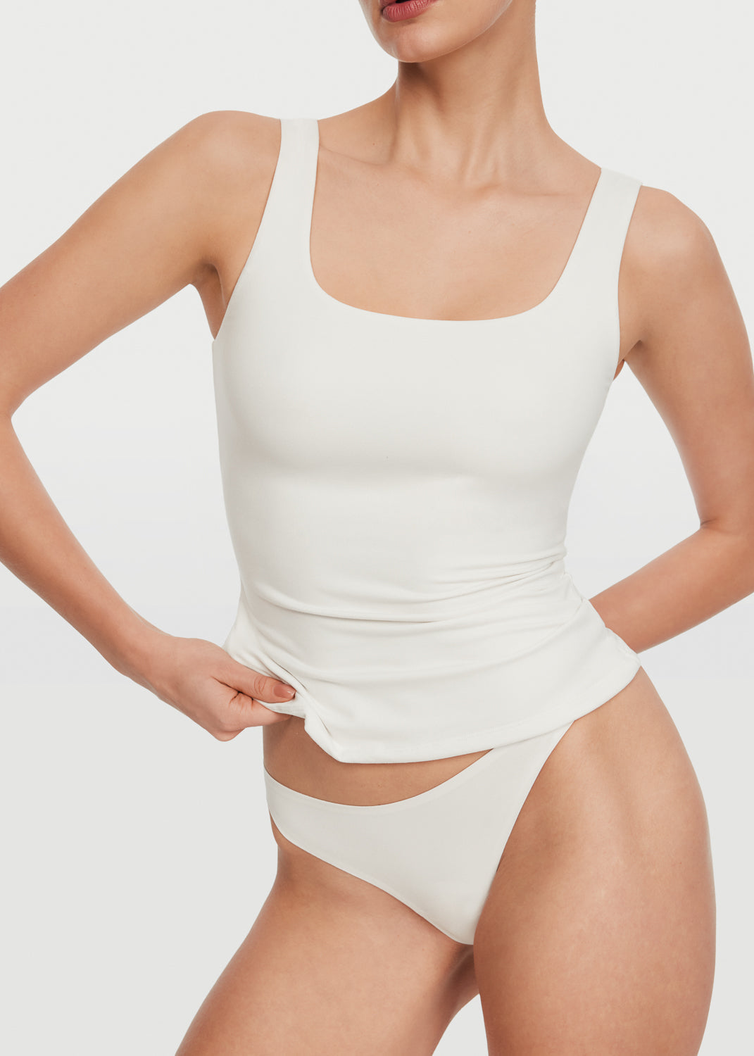 Square Neck Tank Top | White