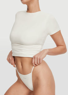 Short Sleeve Crew Neck Top | White