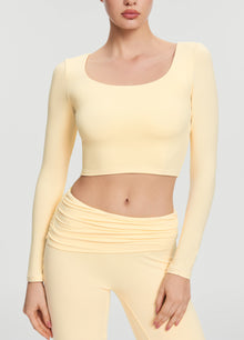 Cropped Round Neck Top | Lemon Meringue