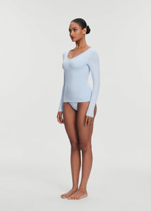V-Neck Long Sleeve Top | Sky Blue