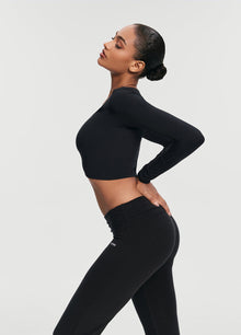 Cropped Round Neck Top | Black