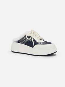 Platform Furry Slide | Navy
