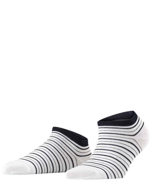 Womens | Stripe Shimmer Sneaker Socks | White