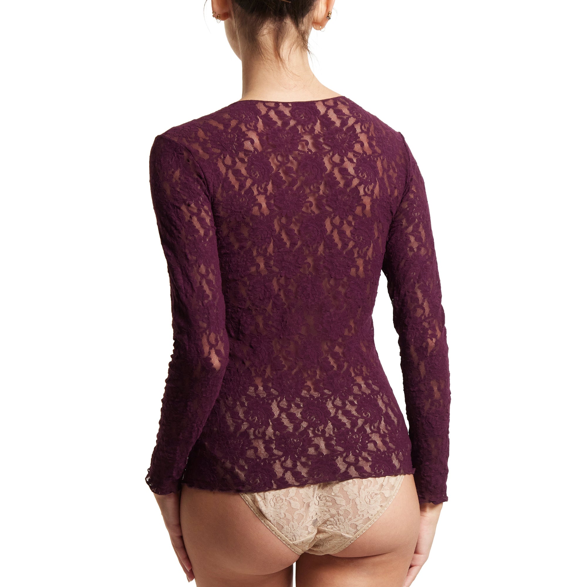 Signature Lace Long Sleeve Top | Dried Cherry