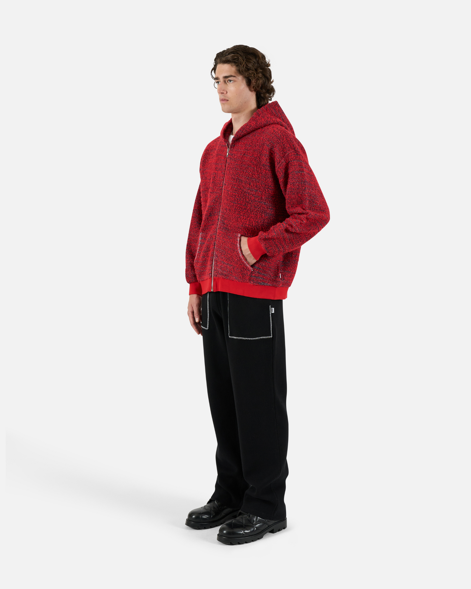 Speckled Terry Zip Hoodie | Fiery Red