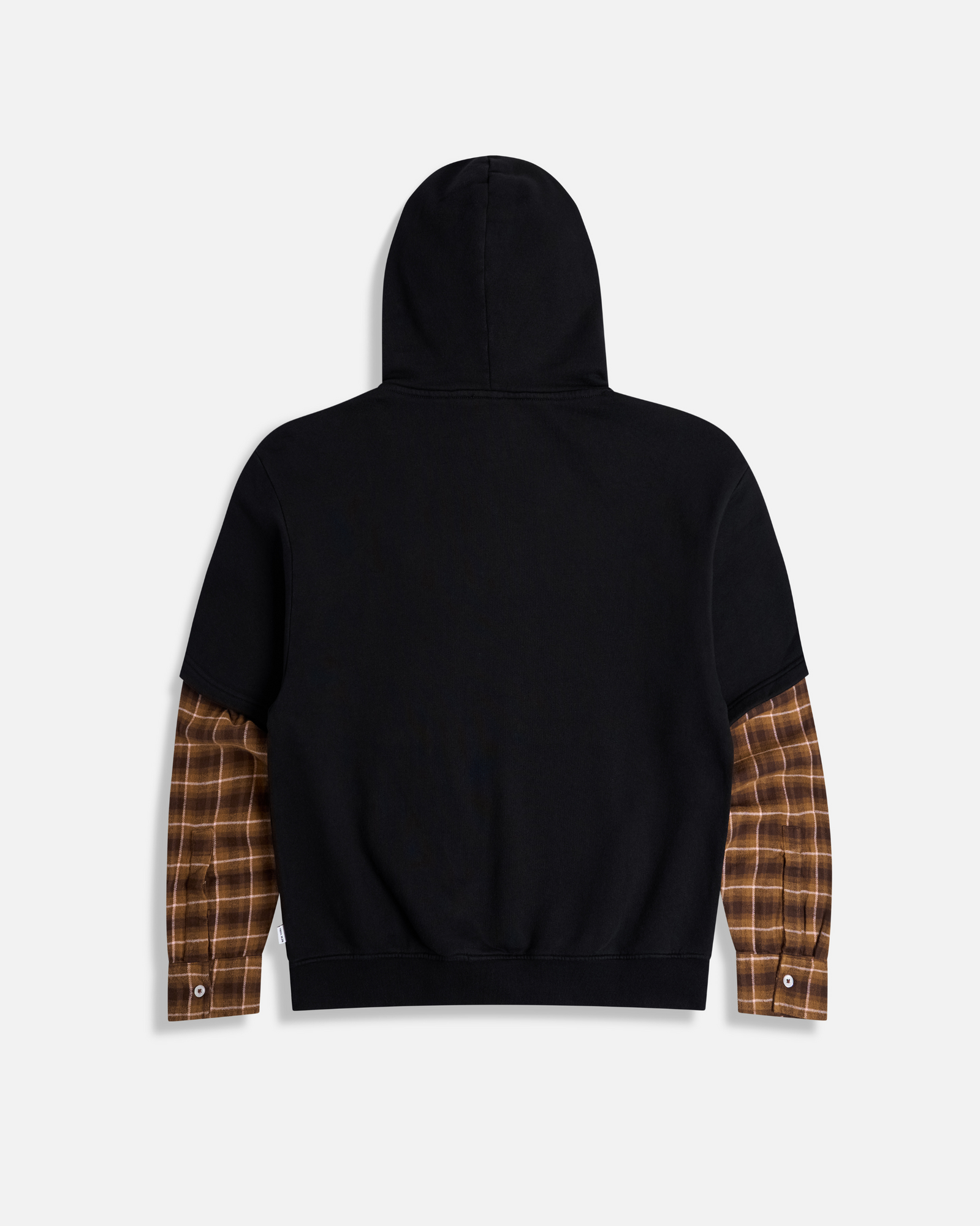 Flannel Layered Hoodie | Black