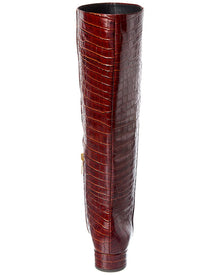 VERONICA BEARD | Womens | Veronica Beard Cecile Wide Calf Croc-Embossed Leather Knee-High Boot | Red