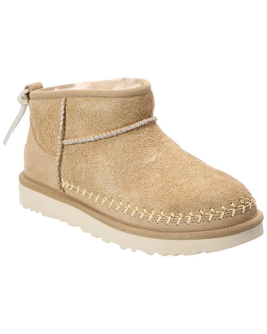 UGG | Womens | W Classic Ultra Mini Biarritz Suede Bootie | Beige