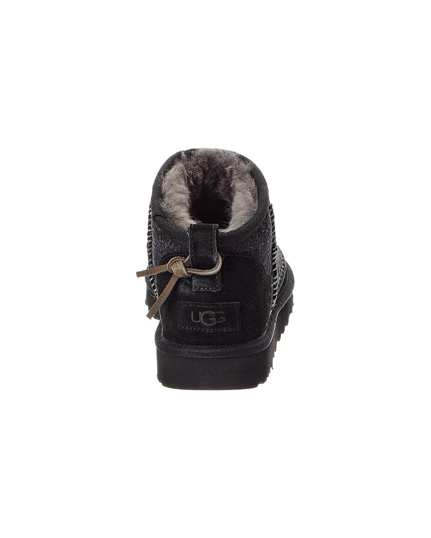 UGG | Womens | W Classic Ultra Mini Biarritz Suede Bootie | Black