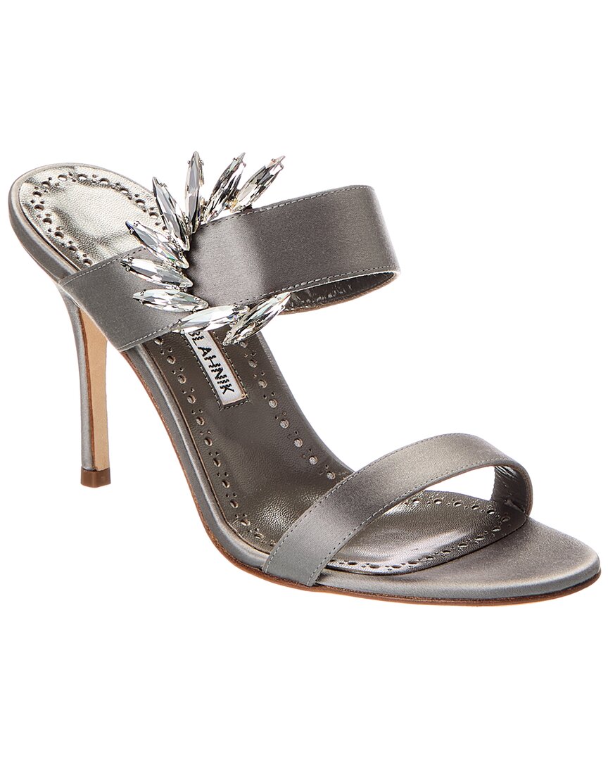 Manolo Blahnik | Womens | Chivela 90 Satin Sandal | Grey