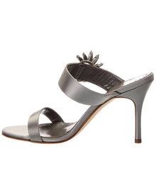 Manolo Blahnik | Womens | Chivela 90 Satin Sandal | Grey