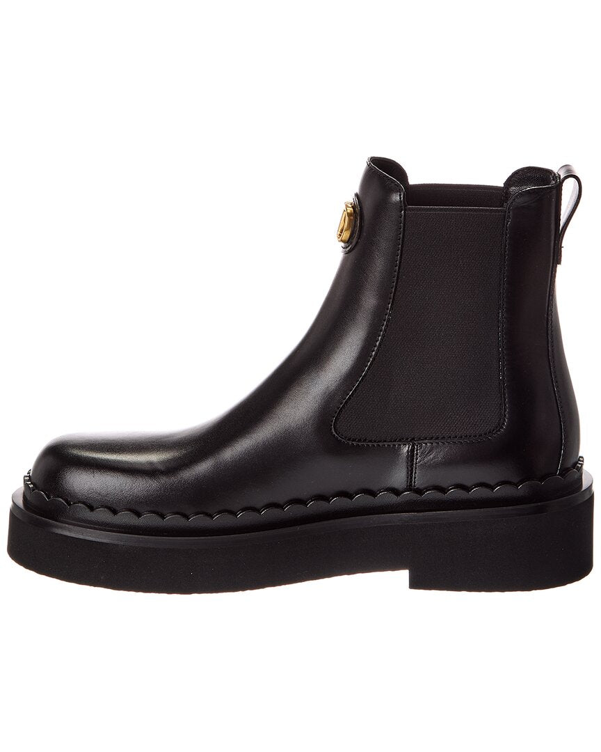 Valentino | Womens | VLogo Signature Leather Platform Boot | Black