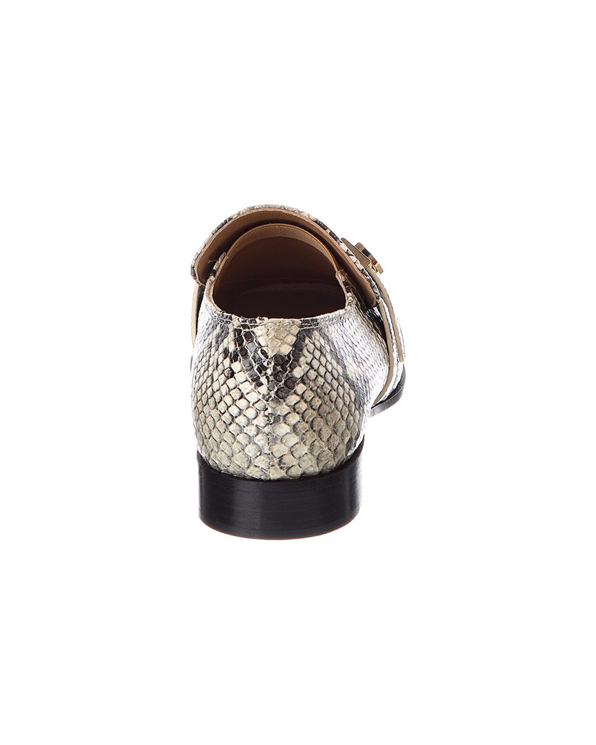 Ferragamo | Womens | Mavra Snake-Embossed Leather Loafer | White