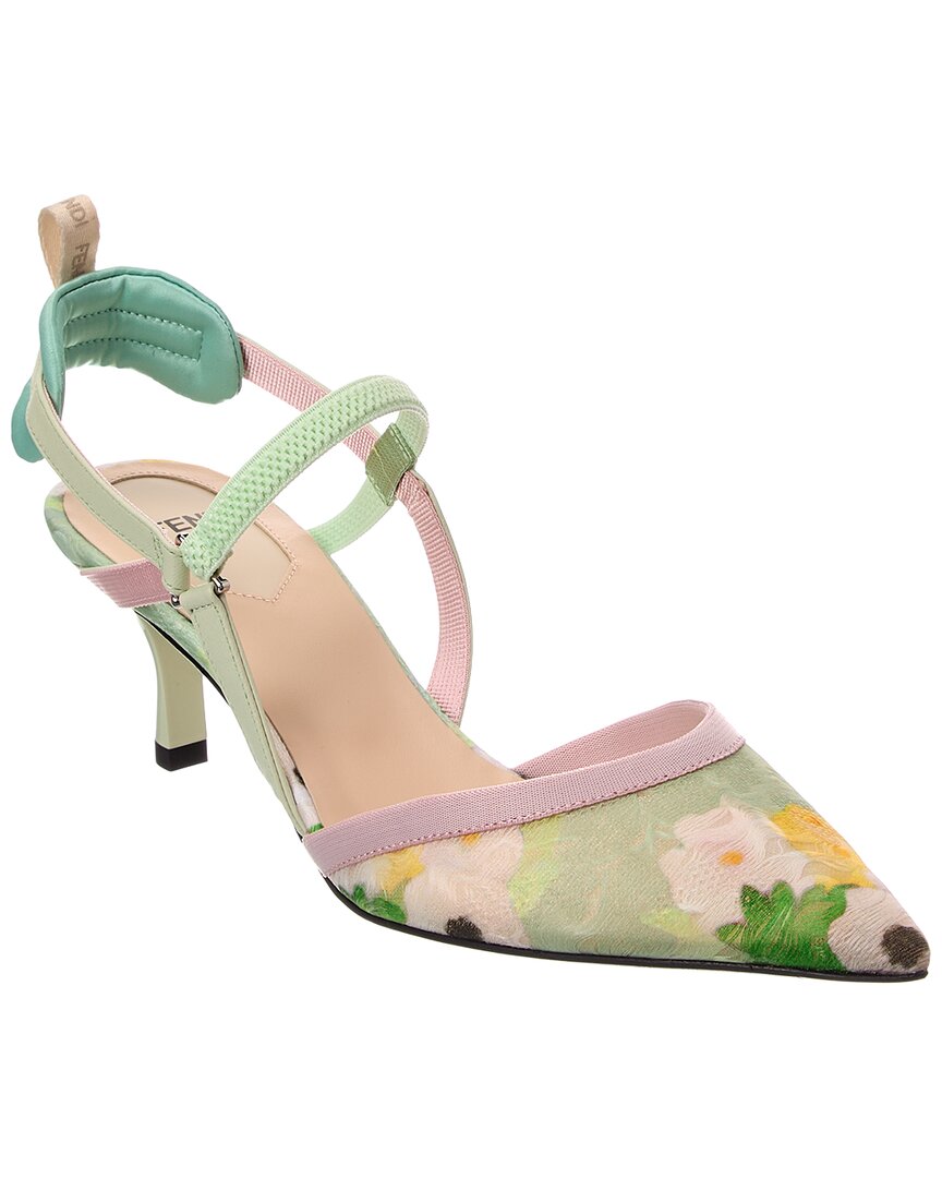 FENDI | Womens | Colibri Leather Slingback Pump | Blue