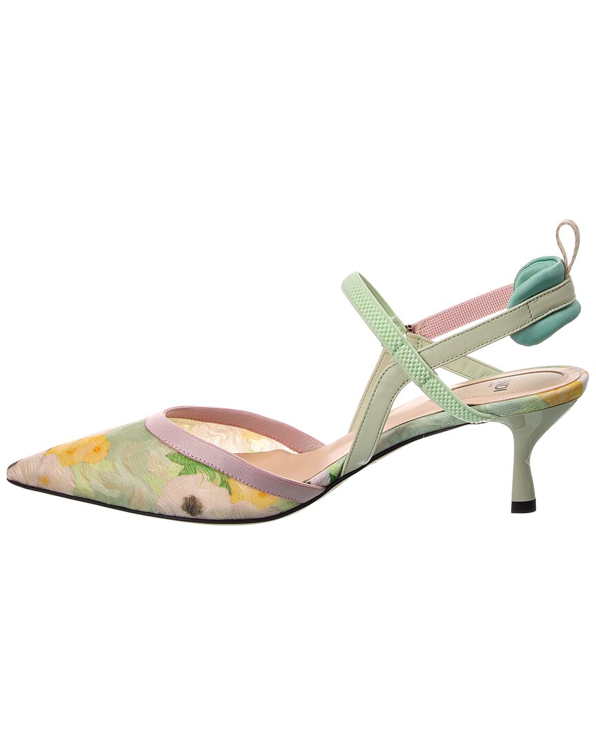 FENDI | Womens | Colibri Leather Slingback Pump | Blue