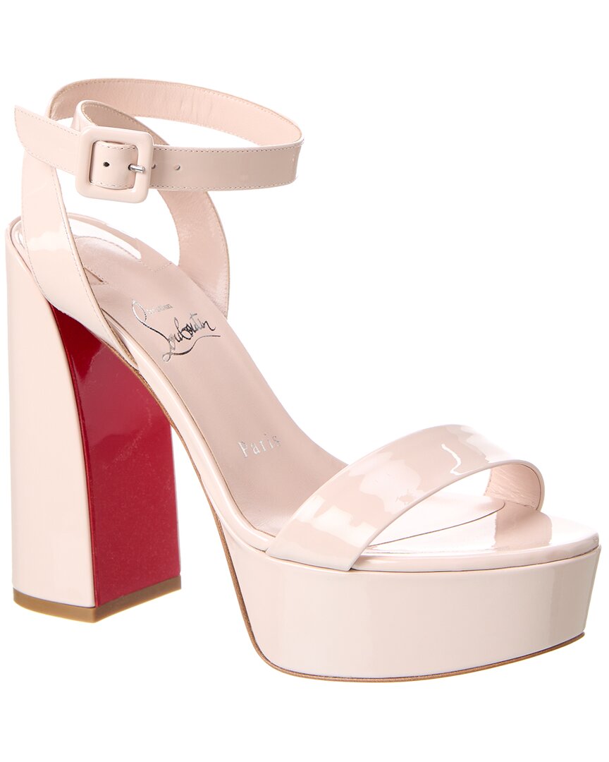 Christian Louboutin | Womens | Movida Sabina 130 Patent Platform Sandal | Beige