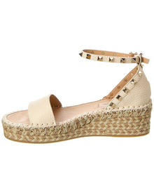 Valentino | Womens | Rockstud 55 Grainy Leather Platform Sandal | White