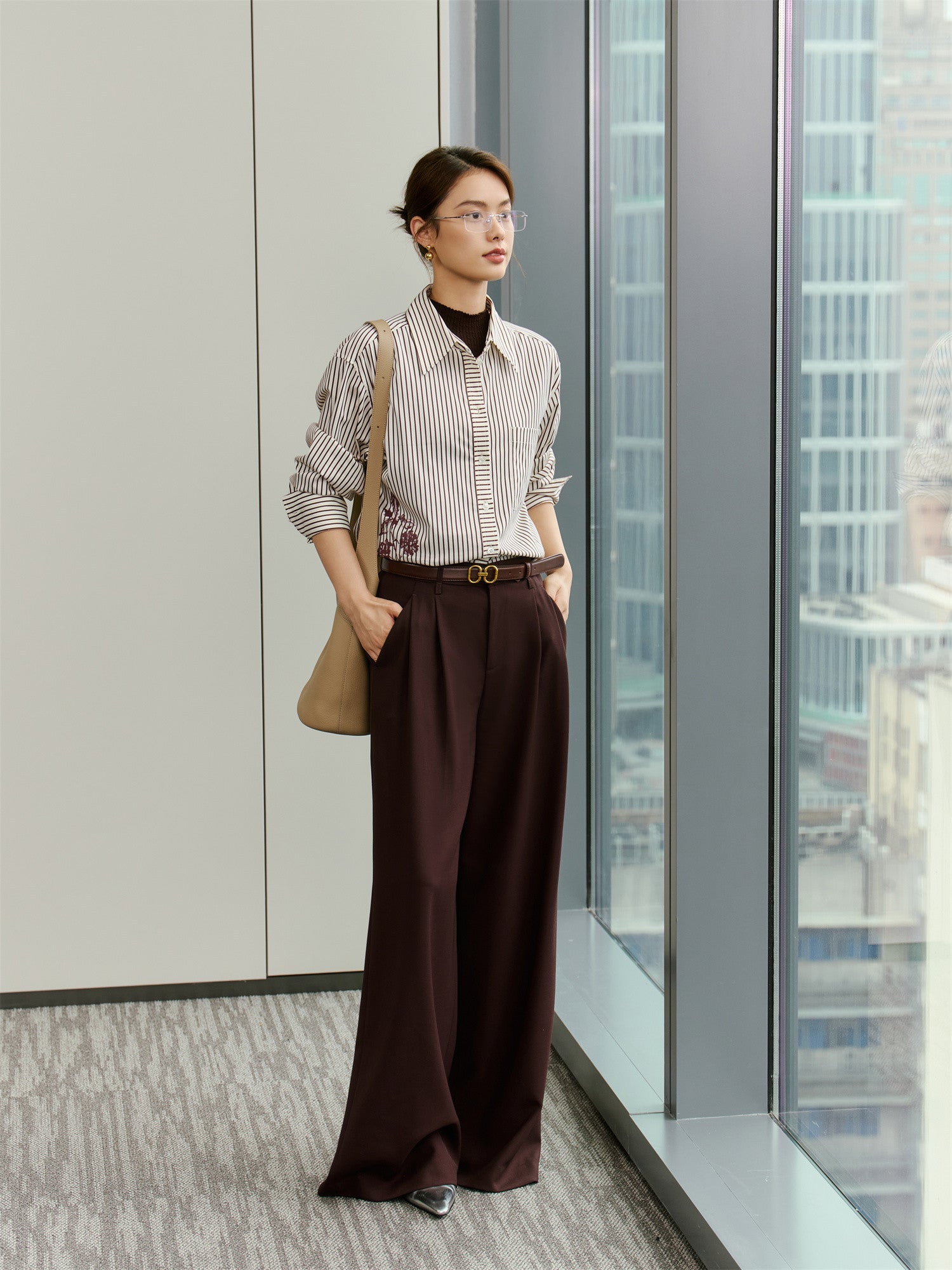 Straight-cut Commuter Suit Pants | Purple