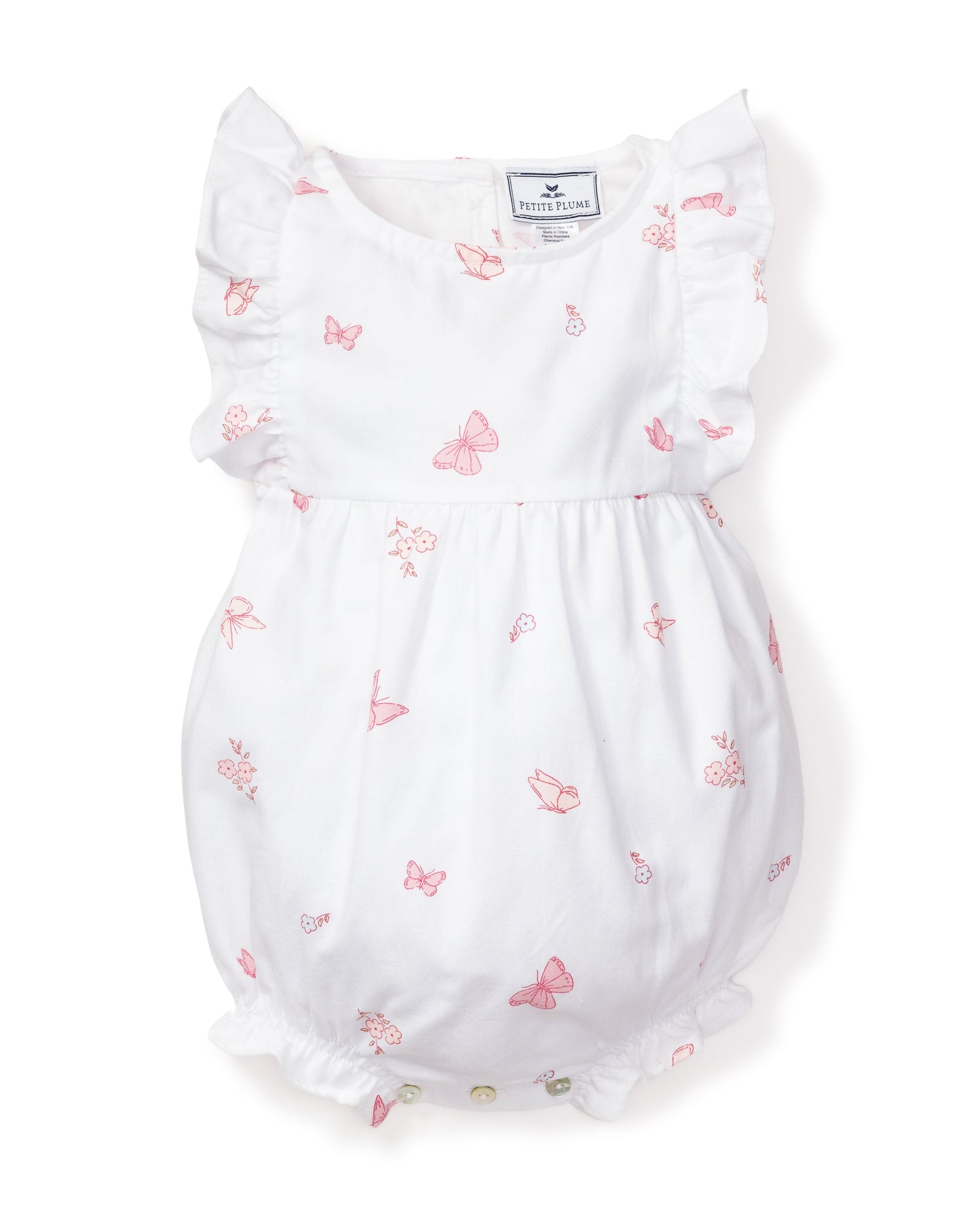 Baby's Twill Ruffled Romper | Butterflies