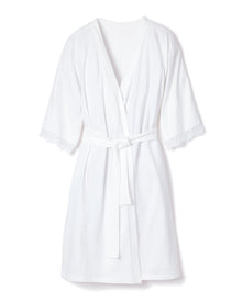 Women's Pima Robe with Lace | White