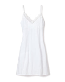 Women's Pima Nightgown with Lace | White