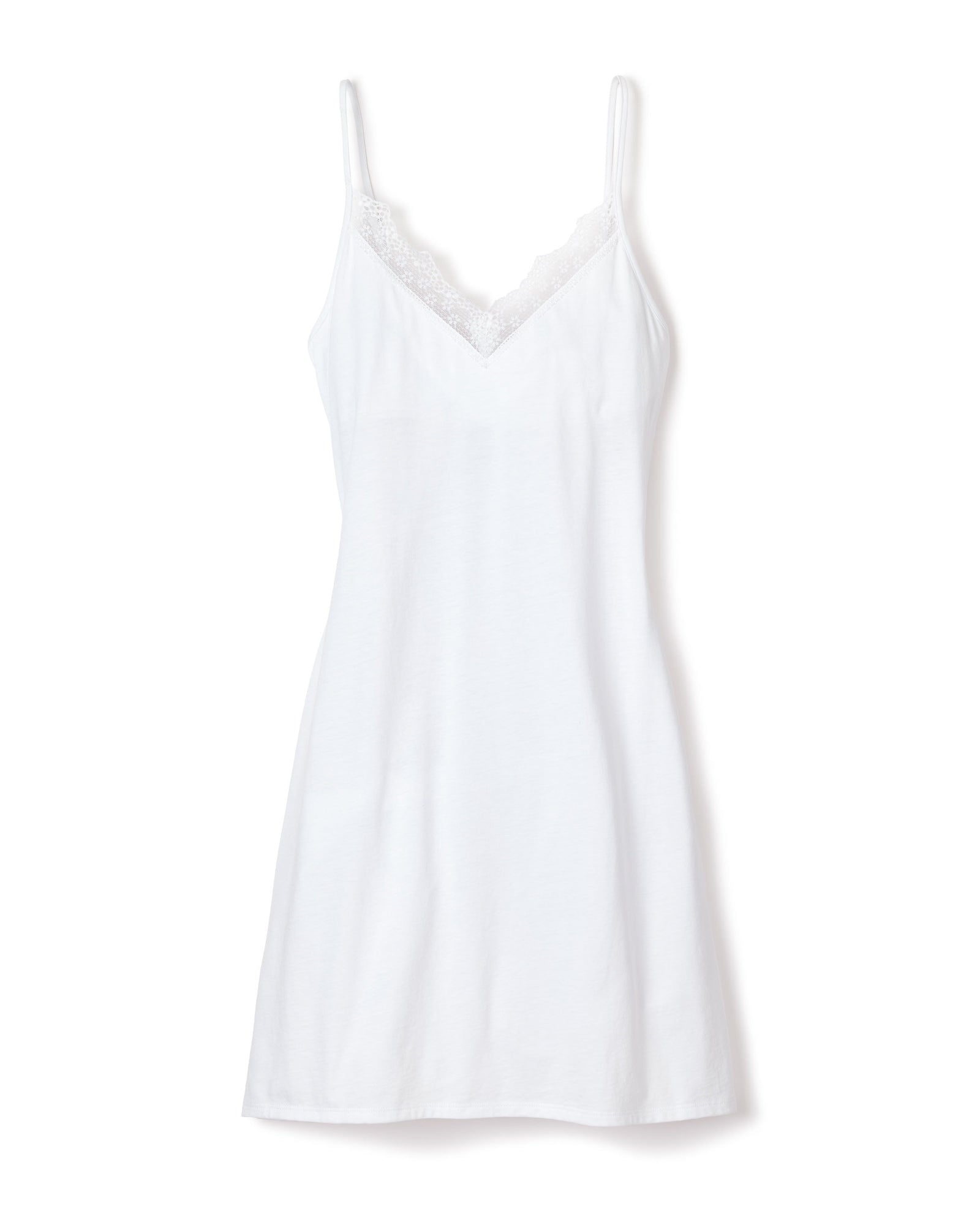 Women's Pima Nightgown with Lace | White