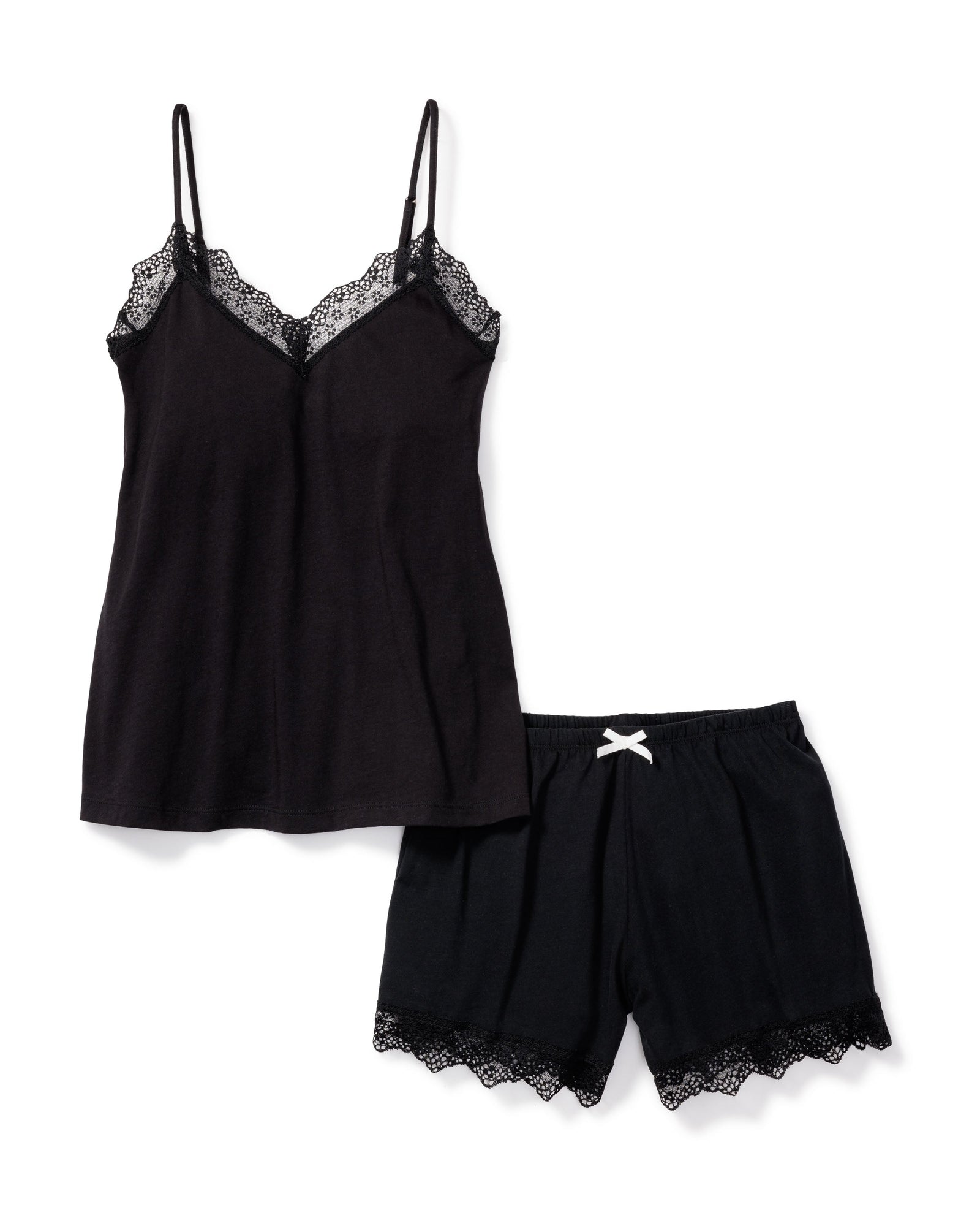 Women's Pima Cami Short Set with Lace | Black