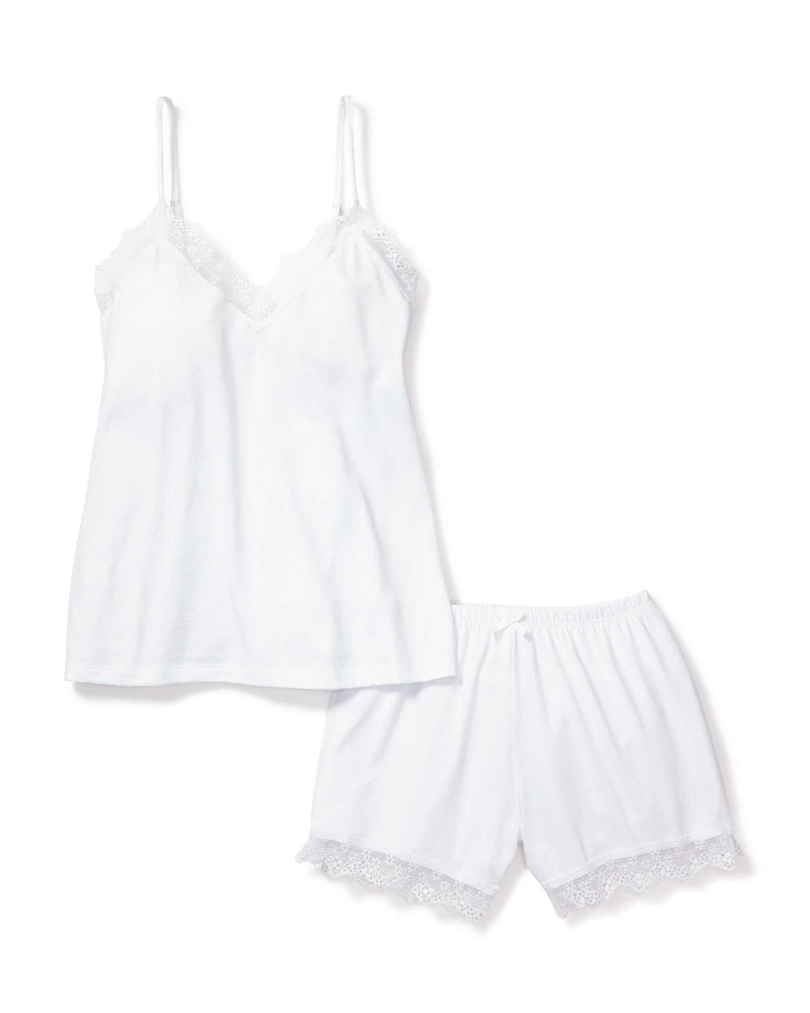 Women's Pima Cami Short Set with Lace | White