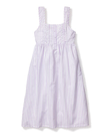 Women's Twill Charlotte Nightgown | Lavender French Ticking